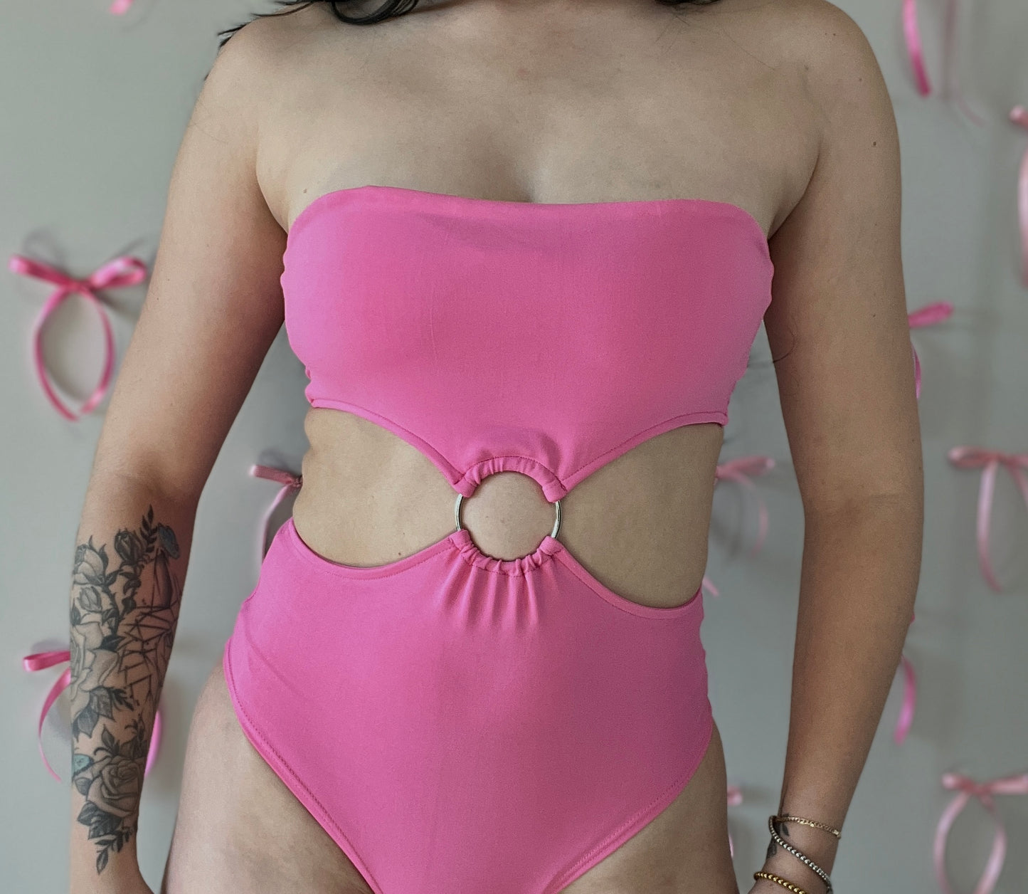 RING LINKED CUT OUT BODYSUIT