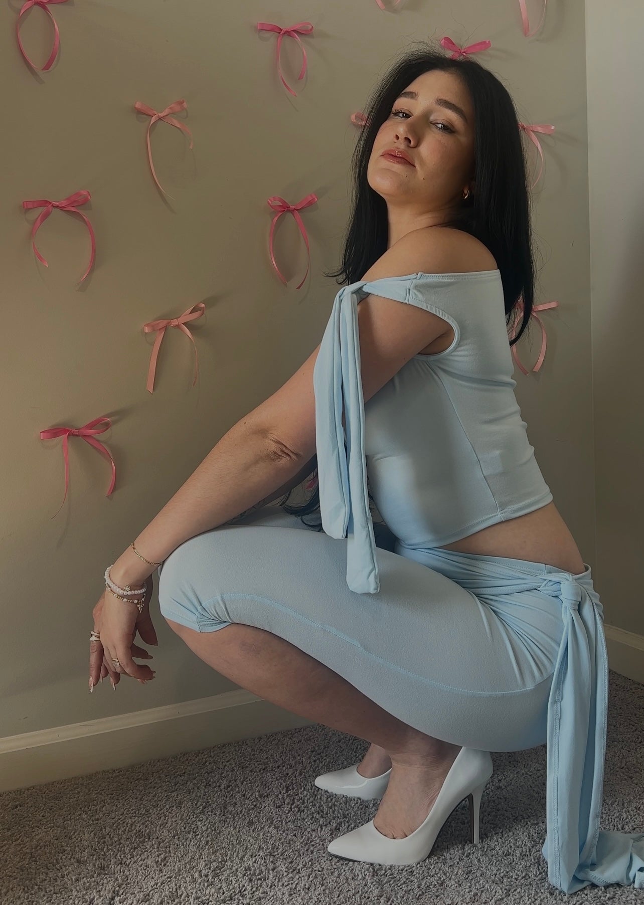 SKY BLUE OFF-SHOULDER SET