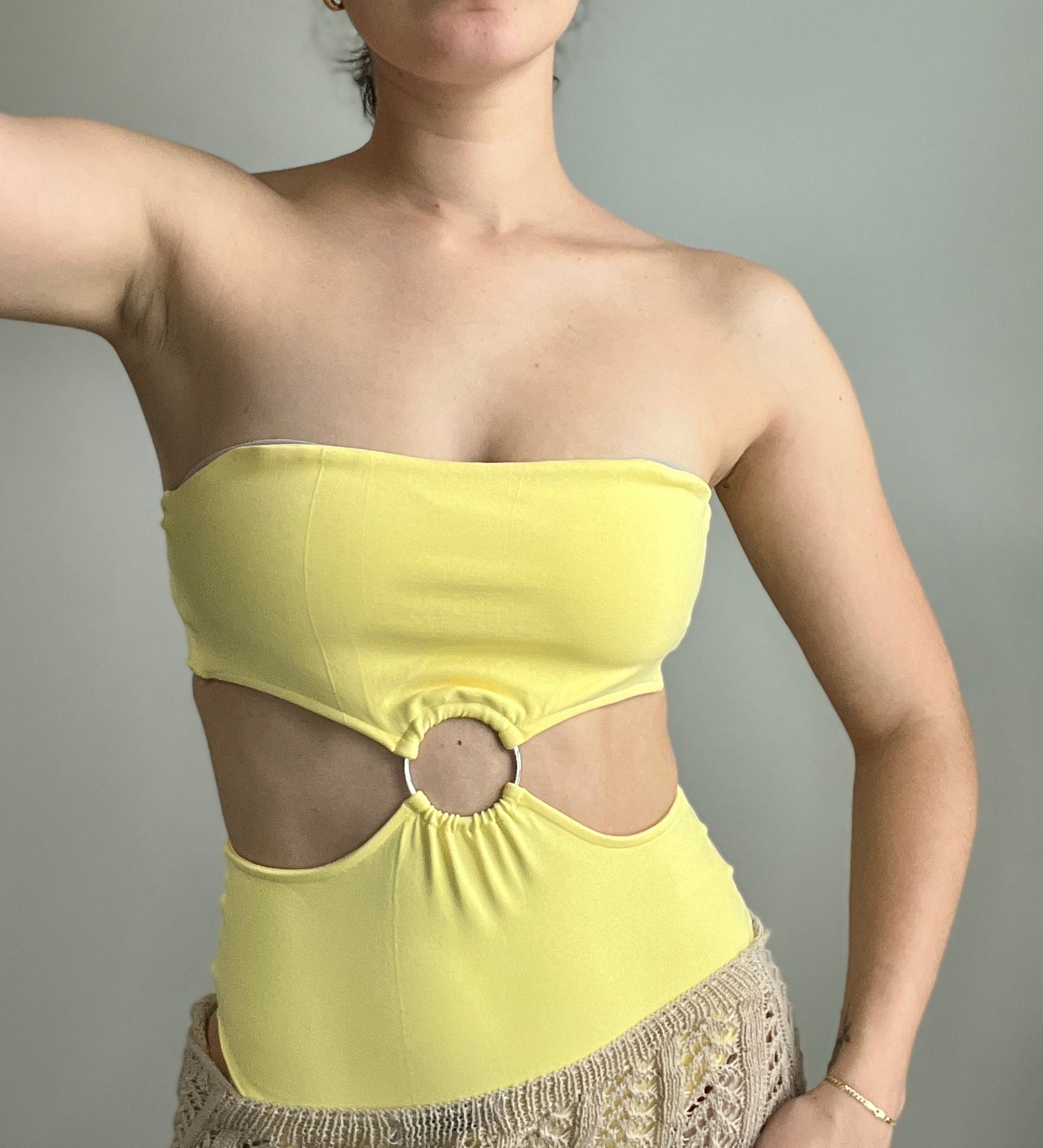 RING LINKED CUT OUT BODYSUIT