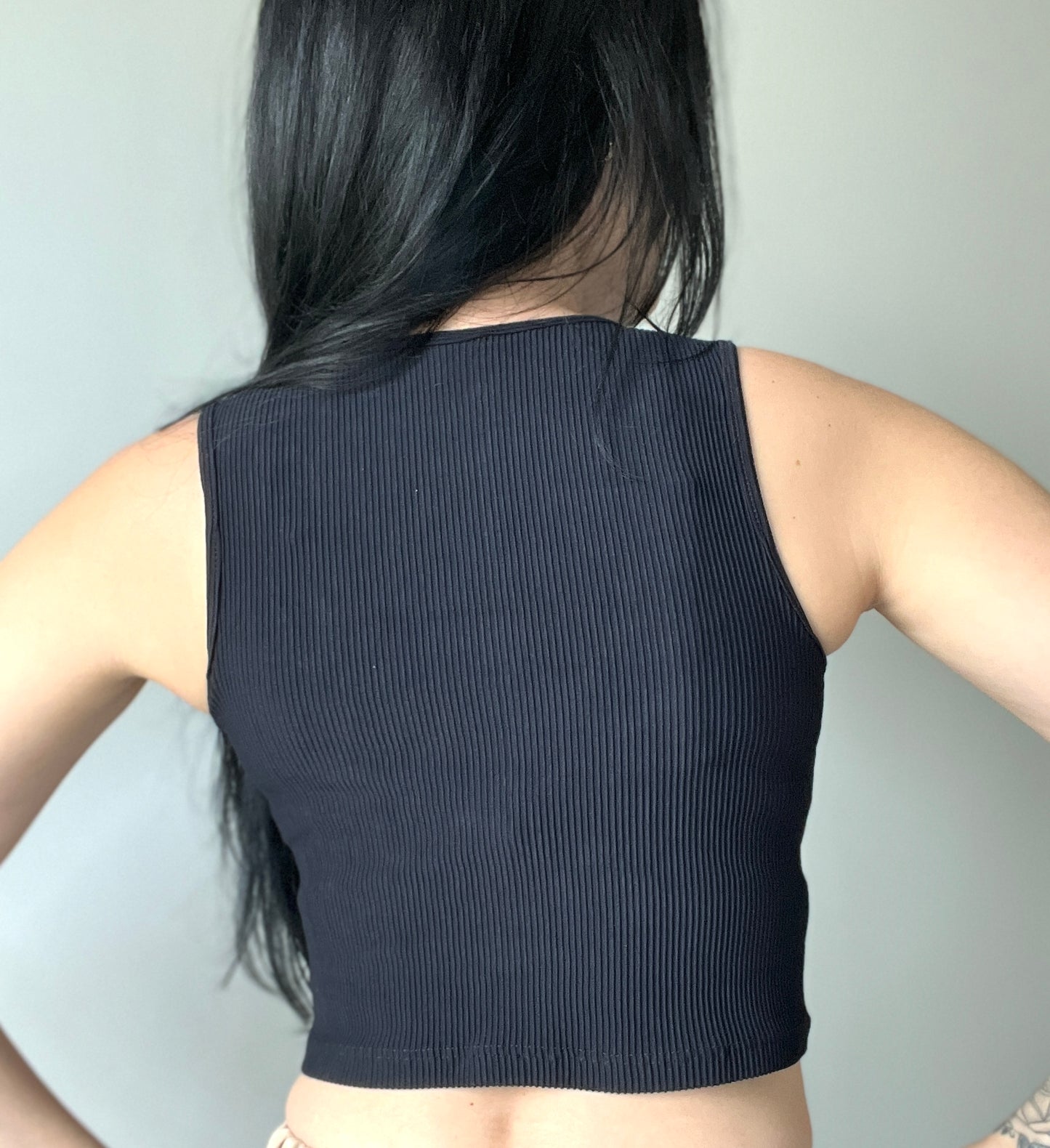 black crop top back side