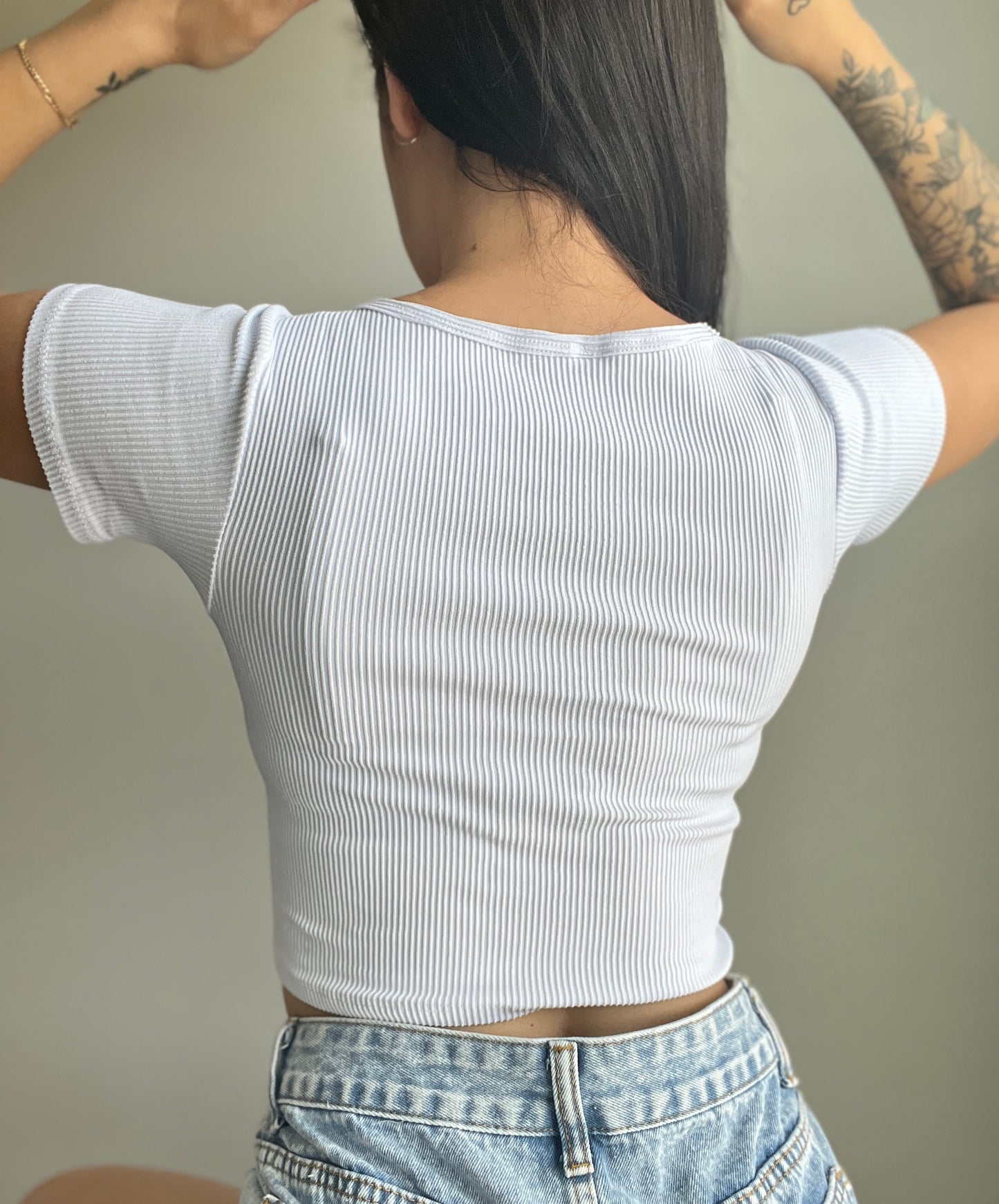 Drawstring Front Crop Tee - DIVINA CLOTHING STORE