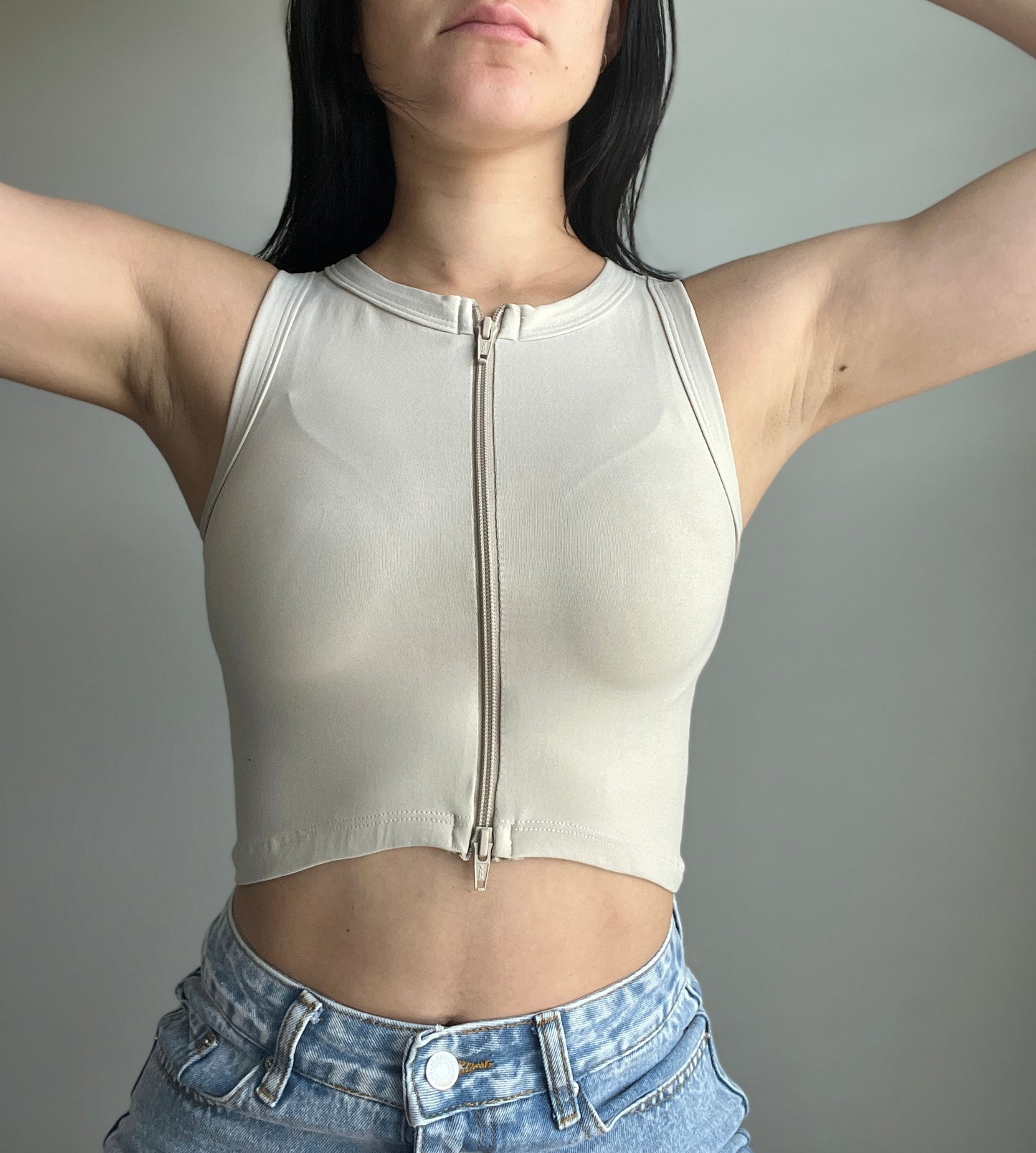 Solid Zip Crop Top - DIVINA CLOTHING STORE