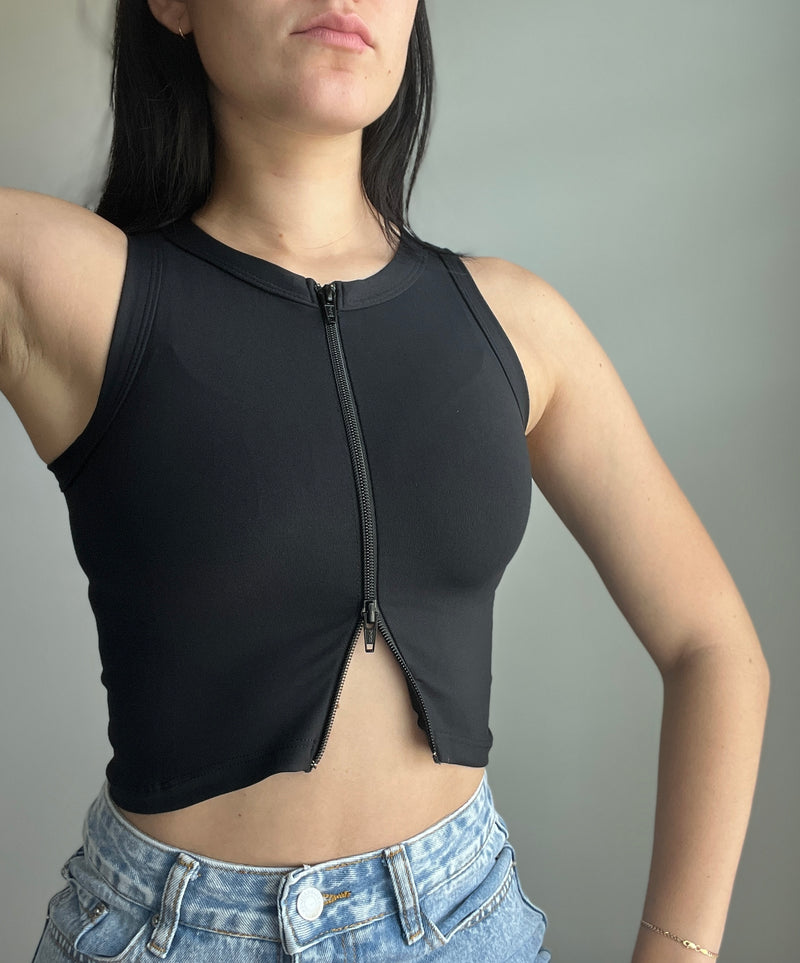 Solid Zip Crop Top - DIVINA CLOTHING STORE