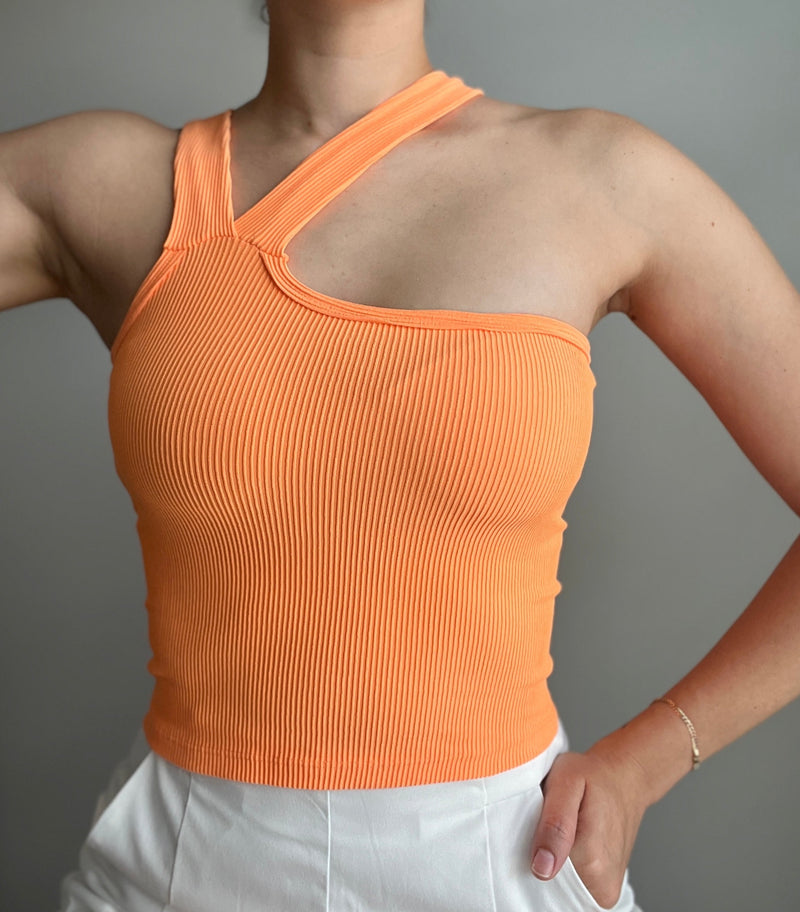 One shoulder Rib-Knit Top - DIVINA CLOTHING STORE