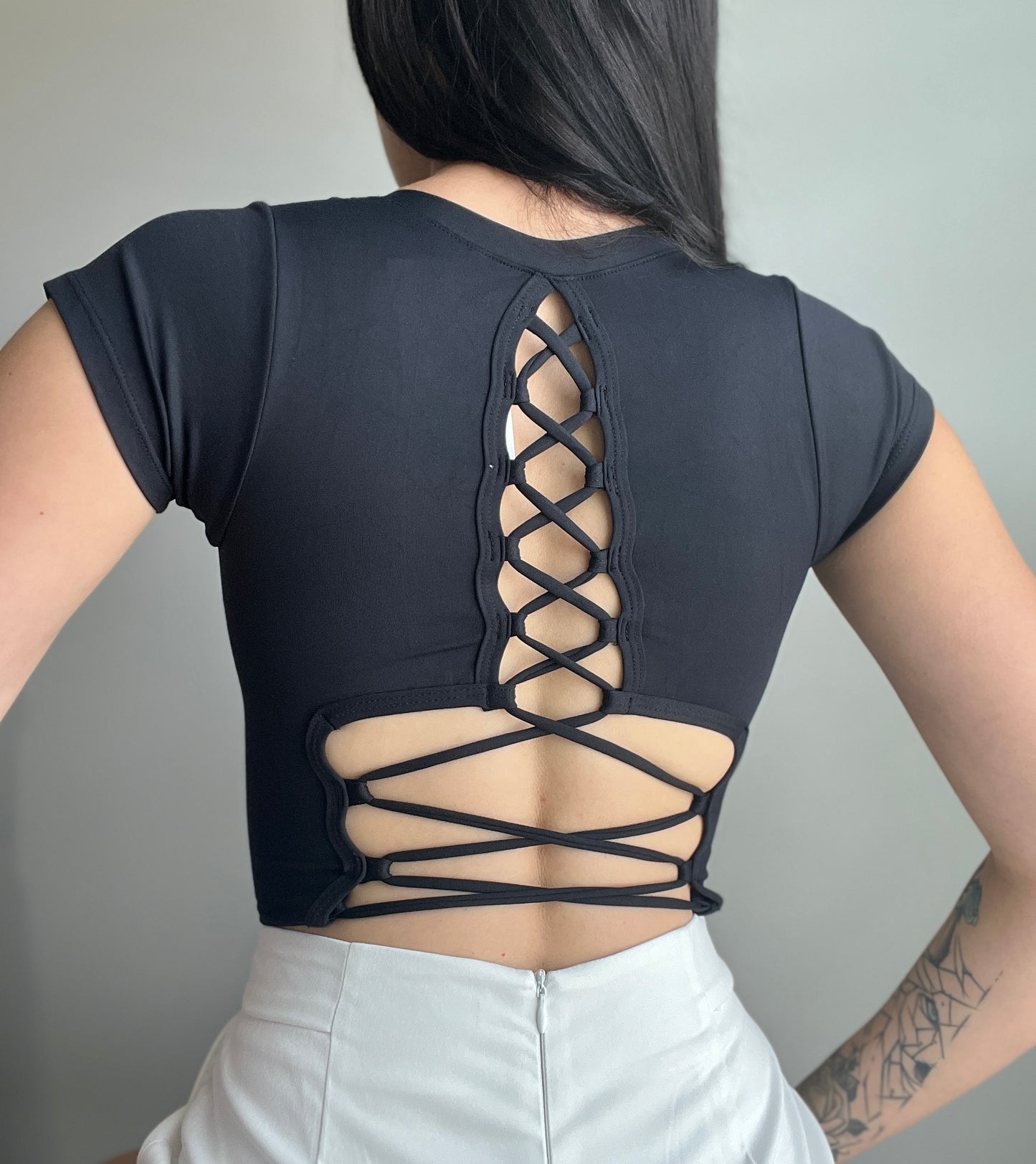 Lace Up Backless Crop Top - DIVINA CLOTHING STORE