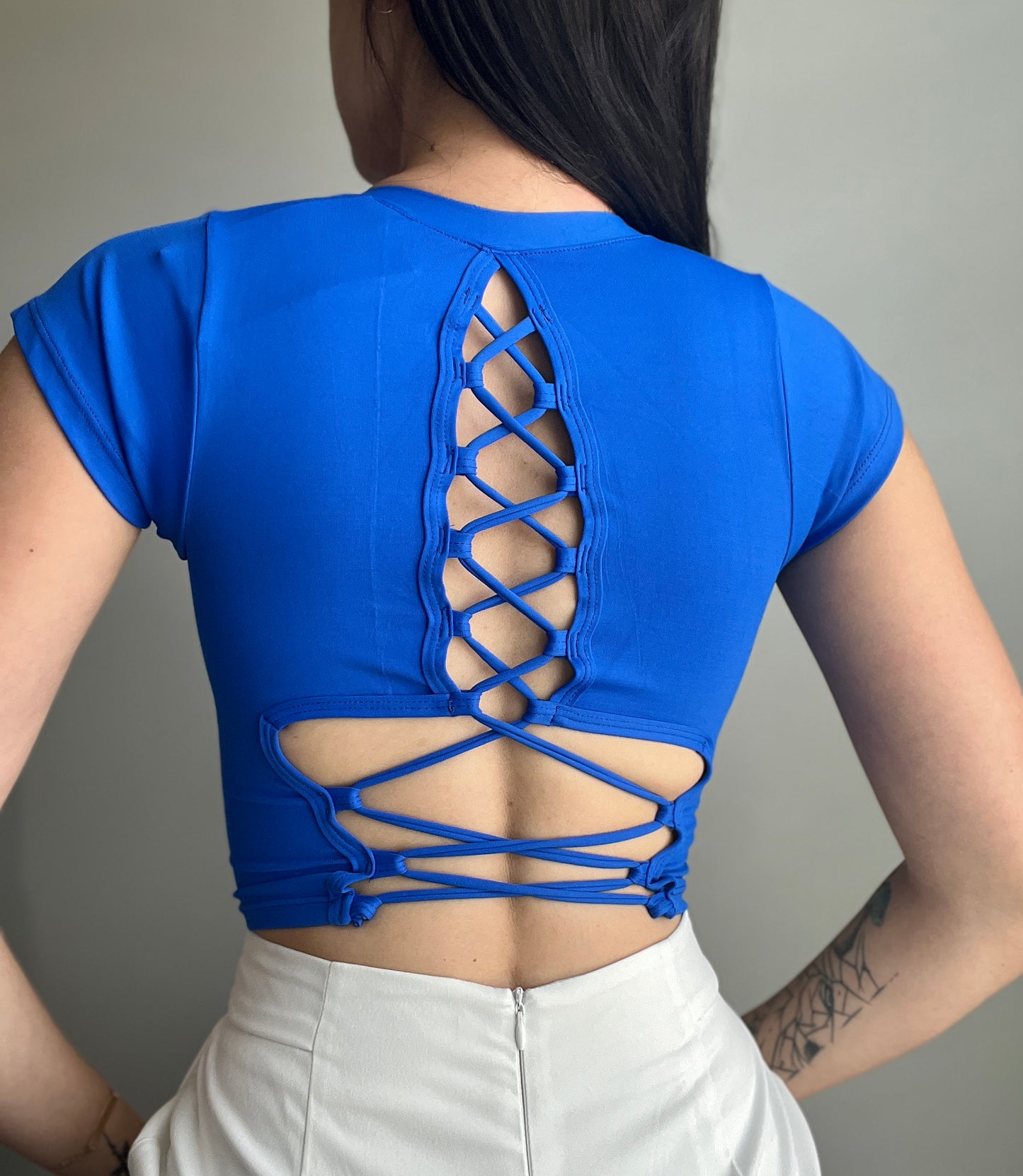 Lace Up Backless Crop Top - DIVINA CLOTHING STORE