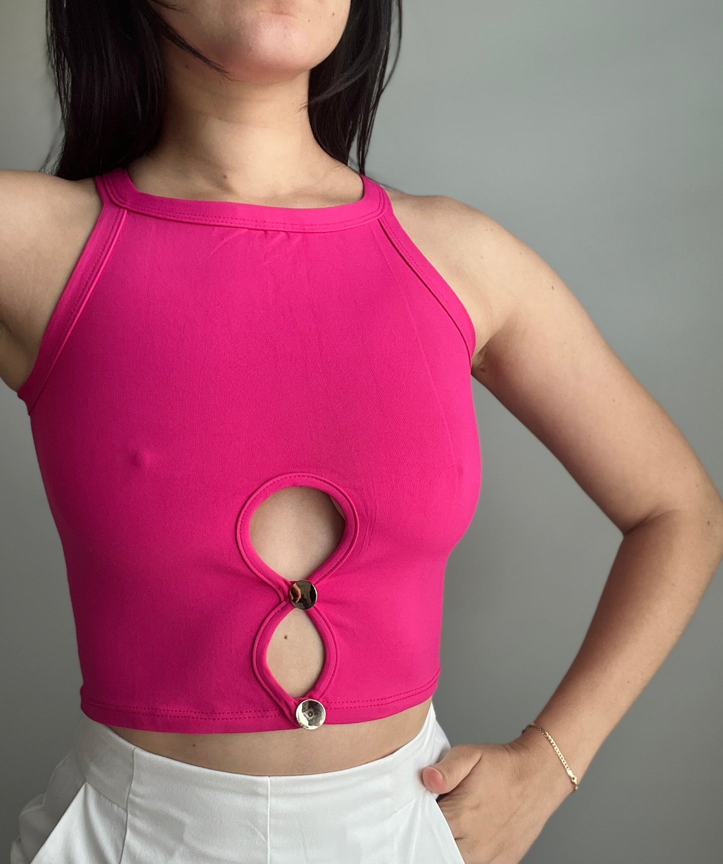 Cut Out Front Crop Top - DIVINA CLOTHING STORE