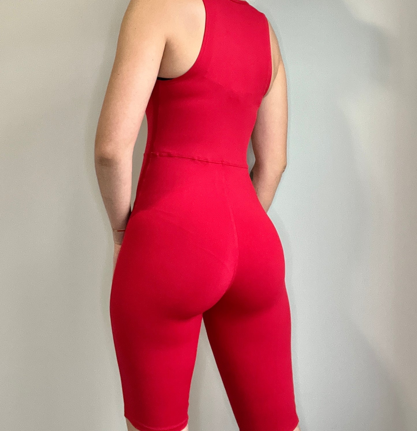 RED JUMPSUIT, ONE SIZE JUMPSUIT , BACK SIDE 