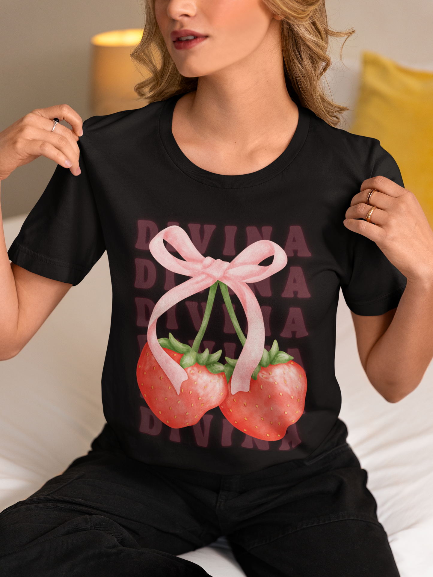 Strawberry and Bow Coquette Shirt - DIVINA CLOTHING STORE